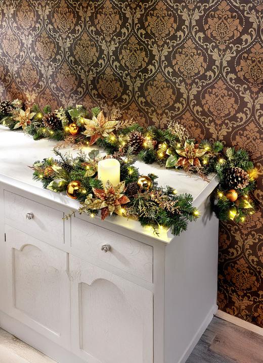Bloemstukken & kransen - Accessoires voor kerstversiering, in Farbe GRÜN-KUPFER, in Ausführung Verlicht bloemstukje Ansicht 1