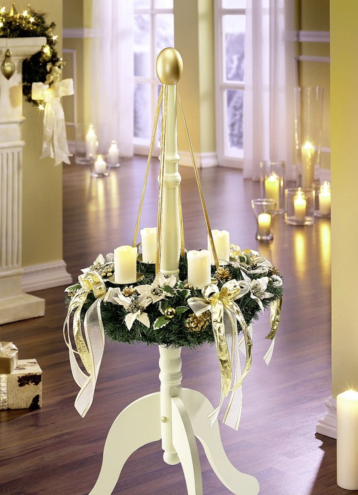 Weihnachtliche Dekorationen - Kranzständer, in Farbe CREME-GOLD Ansicht 1