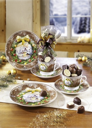 Kersttafel setting set gemaakt van porselein