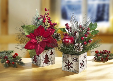 Kerstbloemstukken, set van 2