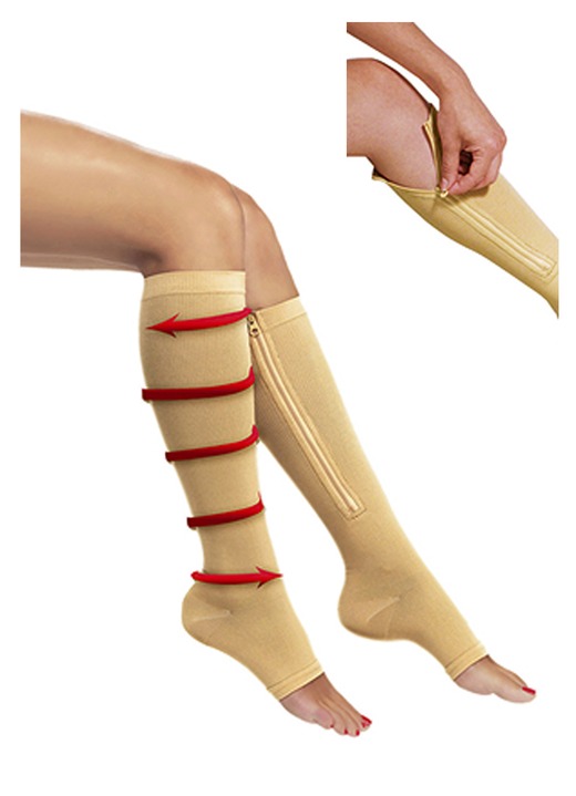 Gezondheidskousen - Zip Sox compressiekousen met ritssluiting, in Größe 1 (36–40) bis 2 (41-44), in Farbe BEIGE Ansicht 1