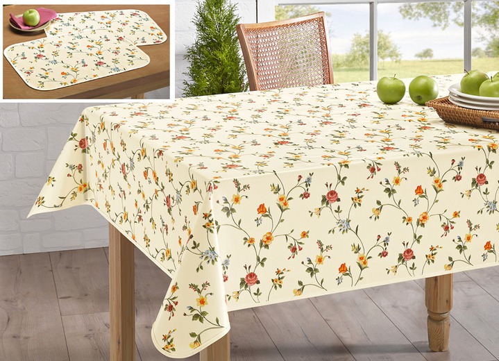 - Tafeldecoratie met bonte bloemmotieven, in Größe 110 (tafelkleed 110 x 140 cm) bis 190 (Tafellaken ovaal, 140 x 210 cm), in Farbe CRÈME
