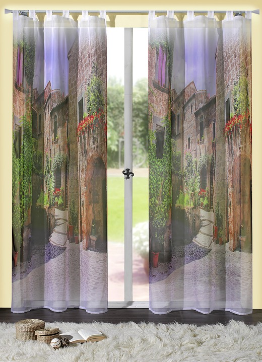 - Prachtige kleurrijk overgordijn met Toscane motief, in Größe 365 (H 145 x B 120 cm) bis 572 (H 245 x B 120 cm), in Farbe , in Ausführung met lussen