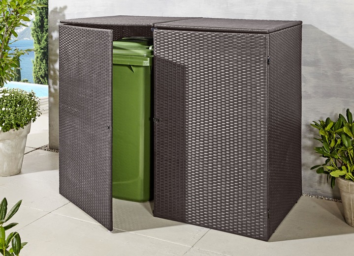 Tuingereedschap en accessoires - Dubbele vuilnisbakkast met weerbestendig plastic gaas, in Farbe ANTRACIET, in Ausführung Voor 2 kleine tonnen Ansicht 1