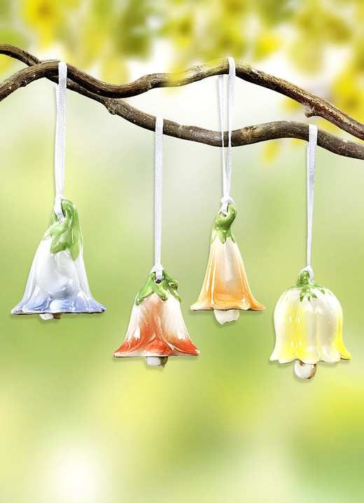 Paasdecoraties - Met de hand geschilderde bloemklokjes, set van 4, in Farbe