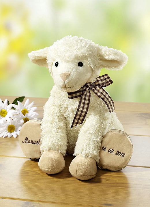 Cadeau-ideeën - Lamsvlees, individueel geborduurd, in Farbe WIT