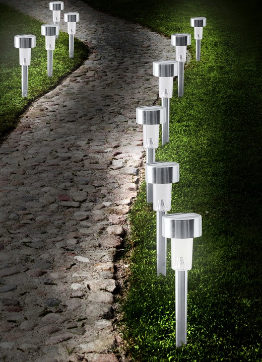 Tuinverlichting - Insteekverlichting op zonne-energie, set van 10, in Farbe ZILVER