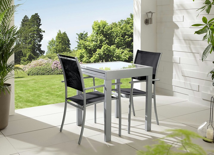 Tuin - Balkonmeubel Amalfi Deluxe met aluminium frame, in Farbe TAUPE, in Ausführung uitschuifbare balkontafel Ansicht 1