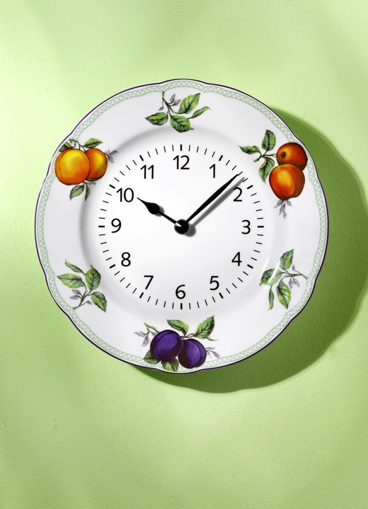 Horloges - Wandklok van keramiek, met fruitdecoratie, in Farbe
