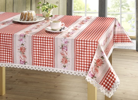 Onderhoudsarme wasdoek-tafelset in landelijke look