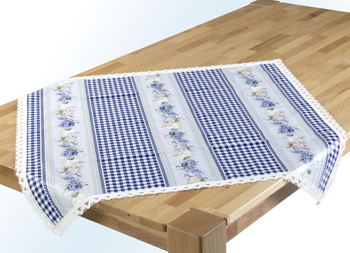 - Onderhoudsvriendelijke tafelzeiltafelserie met landelijke uitstraling, in Größe 110 (Tafellaken, 110/140 cm) bis 180 (Middelkleed, 80/80 cm), in Farbe BLAUW
