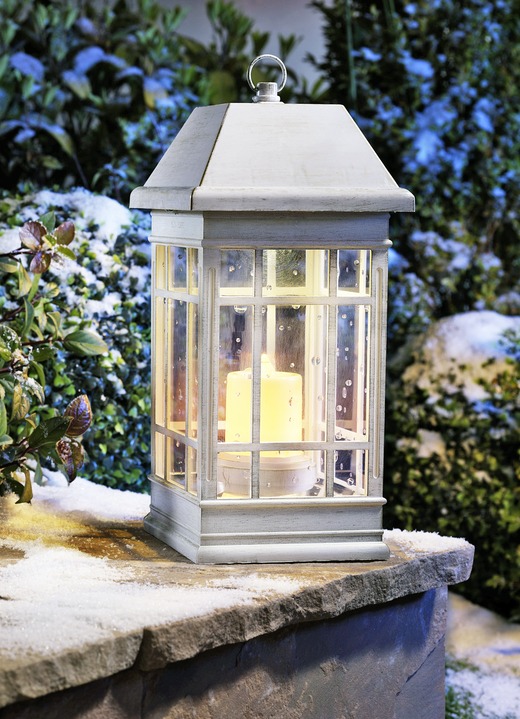 Winterlicher Garten - Solar-Laterne Sevilla, in Farbe ANTIK-WEISS