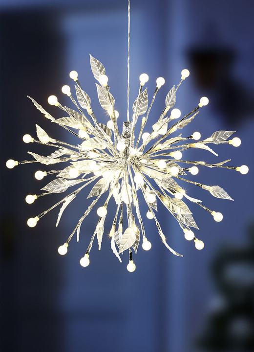 Außendekorationen - Lichtkugel mit LEDs, in Farbe SILBER-WEISS