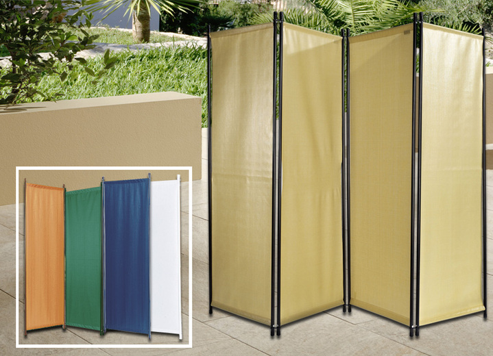 Inkijk- en zonwering - Kamerscherm, 4-delig, met water- en vuilafstotende bekleding, in Farbe BLAUW