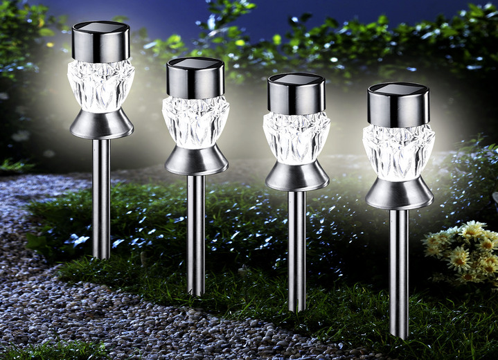 Tuinverlichting - Zonneverlichting, set van 4, in Farbe CHROOM Ansicht 1