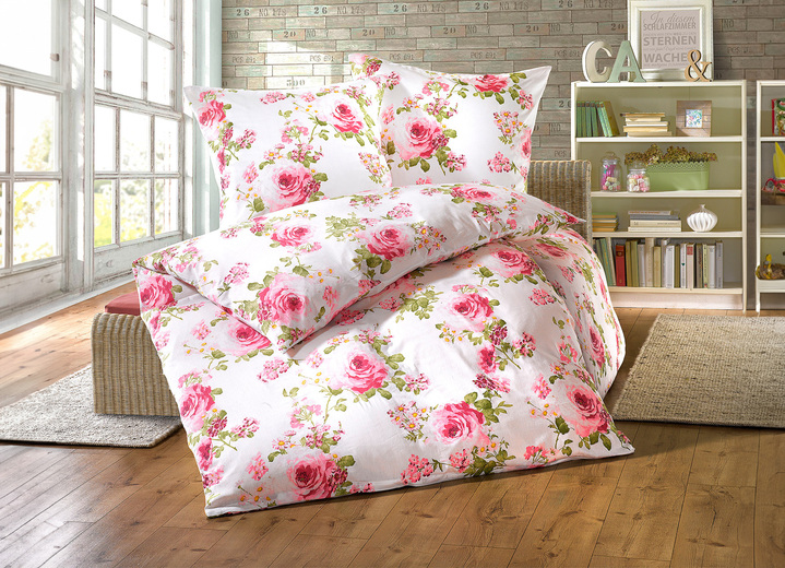 Beddengoed - Beddengoedset met rozendessin, in Größe 111 (40 x 80 cm + 135 x 200 cm) bis 114 (80 x 80 cm + 155 x 200 cm), in Farbe MULTICOLOR Ansicht 1
