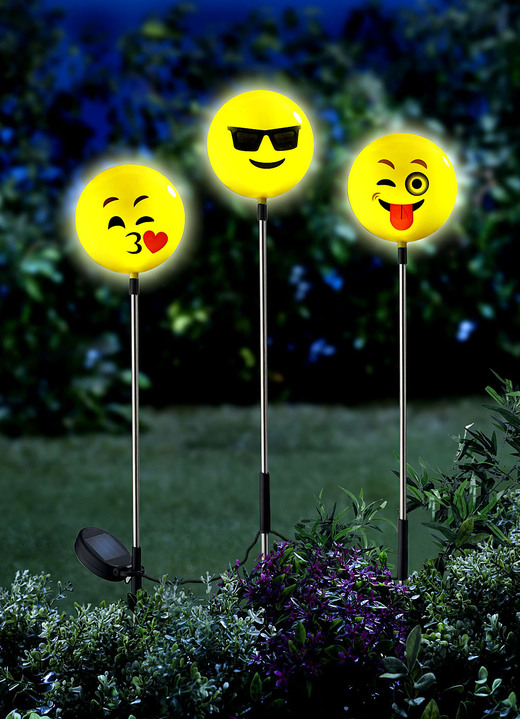 Tuinverlichting - Solar Lights Happy Face, set van 3, in Farbe GEEL