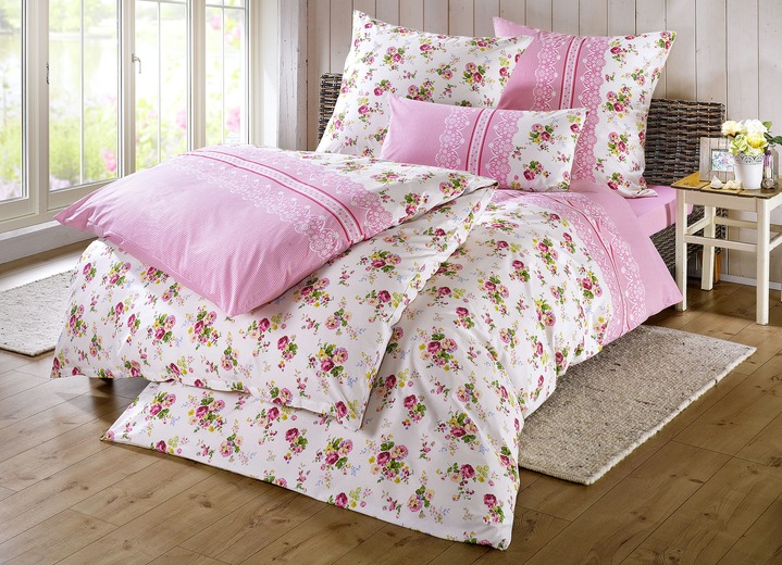 Beddengoed - Beddengoedset met ritssluiting, in Größe 111 (40 x 80 cm + 135 x 200 cm) bis 412 (4-delige voordeelset), in Farbe ROZE Ansicht 1