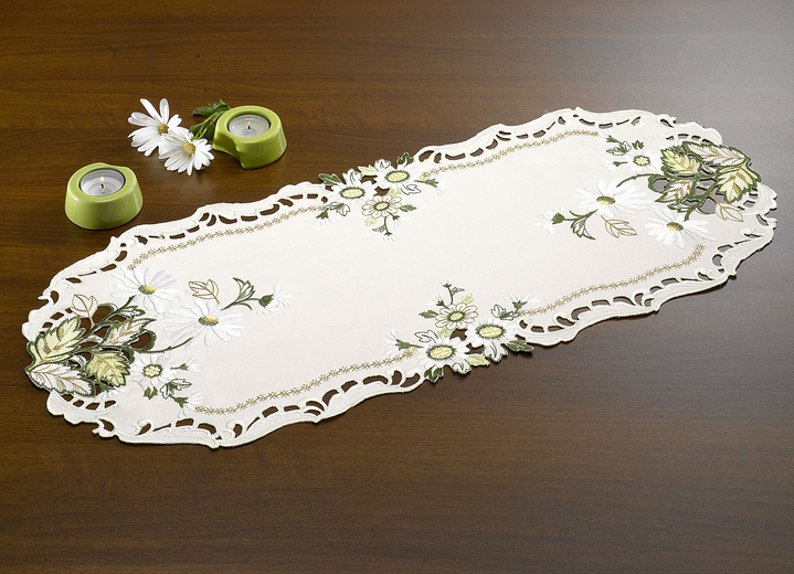Tafellakens - Tafel- en kamerdecoratie, in Größe 100 (Loper, 30 x 45 cm) bis 404 kussensloop, 40 x 40 cm, in Farbe ECRU-MULTICOLOR Ansicht 1