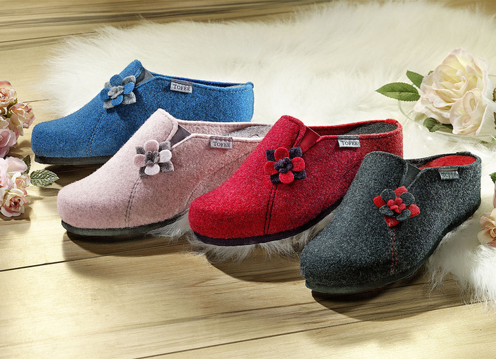 Schoenen & inlegzolen - Pantoffels van wolvilt, in Größe 036 bis 042, in Farbe KONINGSBLAUW