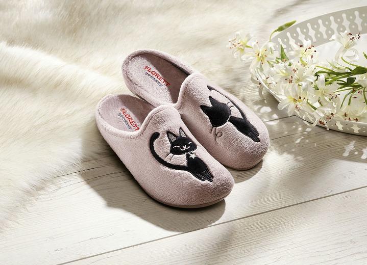 Huisschoenen - FLORETT pantoffel met rubberen zool, in Größe 036 bis 042, in Farbe 06 / OUD ROZE