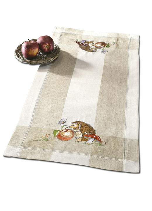 Tafellakens - Tafel- en kamerdecoratie met egel-motief, in Größe 101 (Kleedje, 35 x 50 cm) bis 404 (Kussensloop, 40 x 40 cm), in Farbe SEKT/MULTICOLOR Ansicht 1
