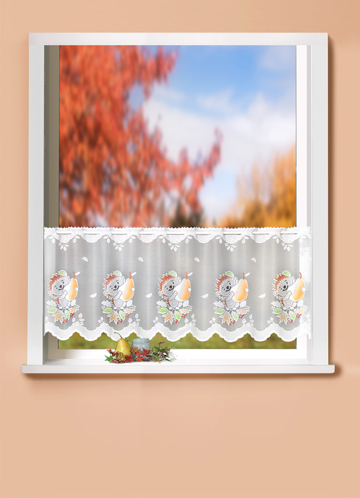 Korte gordijnen - Kort gordijn met doorvoer voor roede, in Größe 660 (H 30 x B 100 cm) bis 862 (H 60 x B 150 cm), in Farbe EGEL MET PEER Ansicht 1