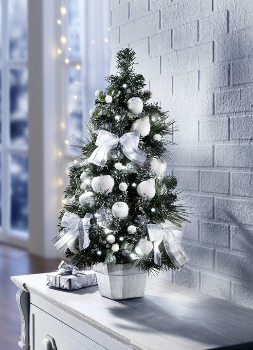 Kerstdecoraties - Verlichte dennenboom, werkt op batterijen, in Farbe GROEN-WIT