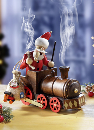 Houten Kerstman rokende figuur