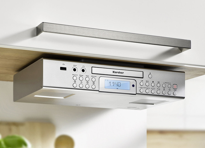 Muziekapparaten - Onderbouw keukenradio van Karcher, in Farbe ZILVER, in Ausführung Ingebouwde keukenradio met cd-speler