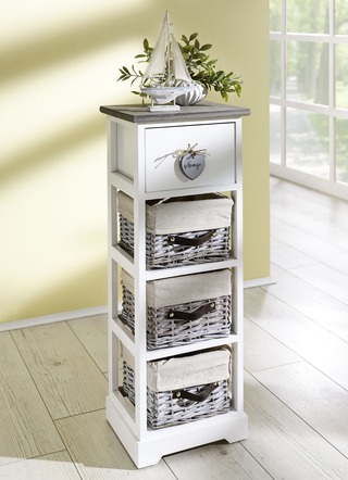Commode van massief hout in antiek roomwit