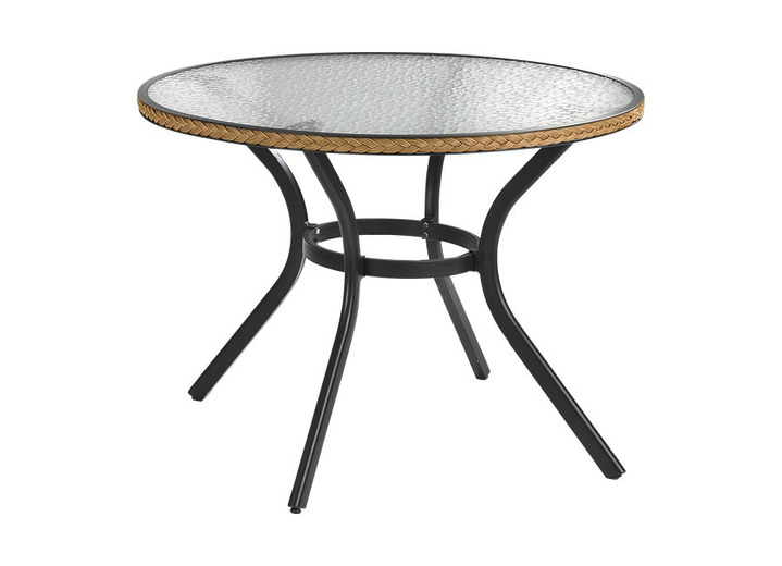 Tuin - Tafel met aluminium frame en glasplaat, in Farbe NATUREL, in Ausführung Tafel, rond Ansicht 1