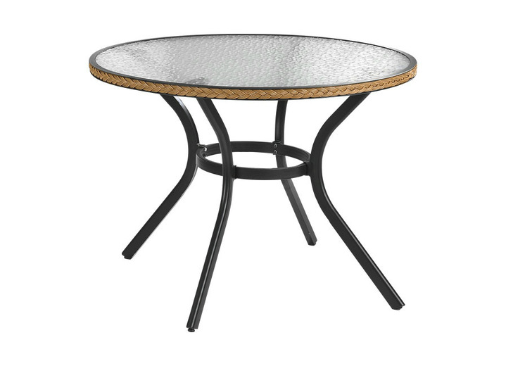 Tuinmeubels - Tafel met aluminium frame en glasplaat, in Farbe NATUREL, in Ausführung Tafel, rond Ansicht 1