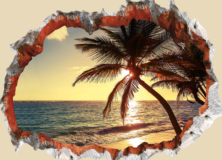 Landschap  - 3D muurtattoo strand, in Farbe GEEL Ansicht 1
