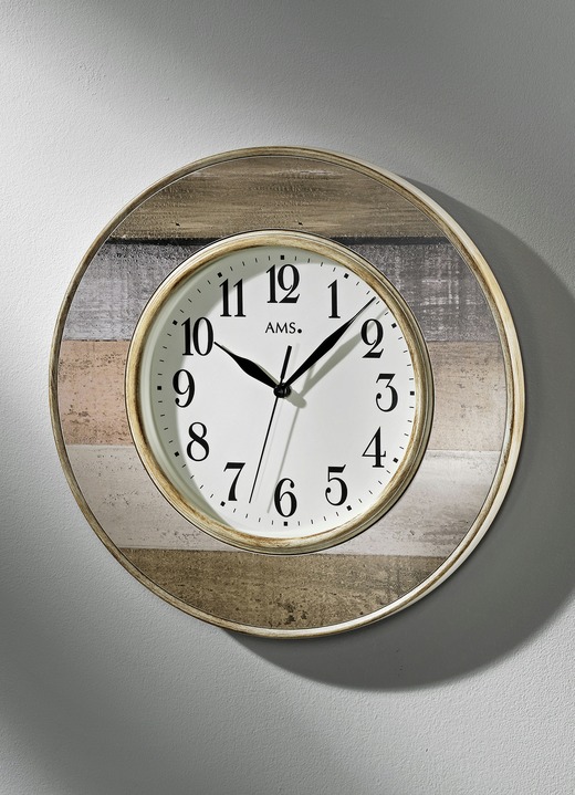 Horloges - Wandklok met radio-uurwerk van AMS, in Farbe CRÈME-BRUIN
