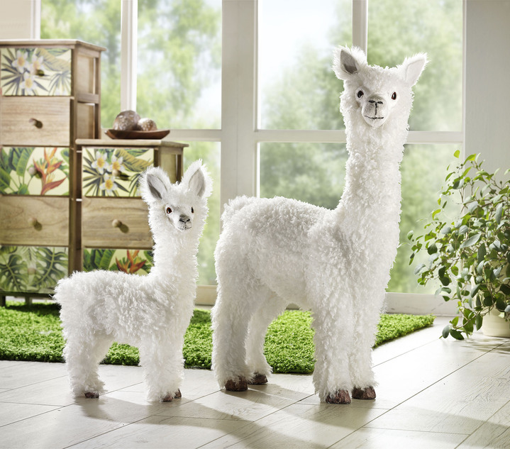 - Alpaca's met pluizig nepbont, in Farbe WIT, in Ausführung Alpaca, klein. Ansicht 1