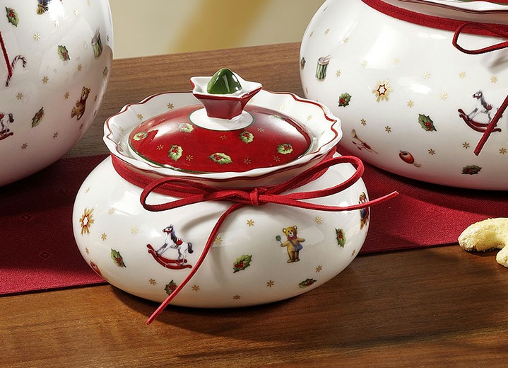 Kerstmis - Villeroy & Boch koekjesschaal in verschillende uitvoeringen, in Farbe WIT/ROOD, in Ausführung Gebaksdoos, klein Ansicht 1