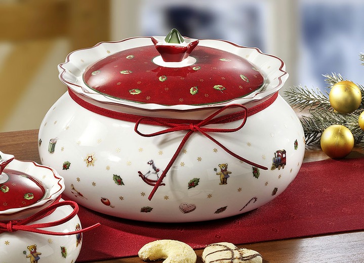 Kerstmis - Villeroy & Boch koekjesschaal in verschillende uitvoeringen, in Farbe WIT/ROOD, in Ausführung Gebaksdoos medium Ansicht 1
