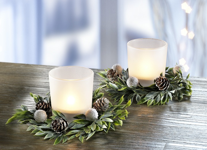 - Windlicht, 2-delige set, in Farbe WIT-GROEN Ansicht 1
