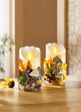Echte waskaarsen met led, set van 2