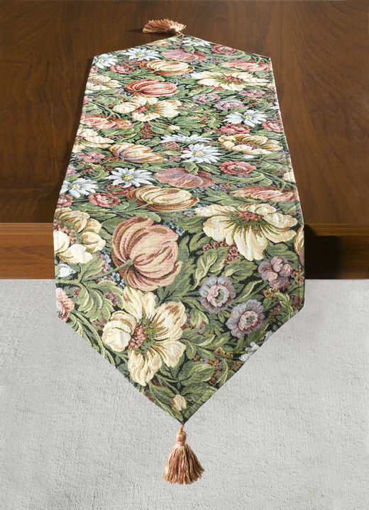 - Prachtige tafel- en kamerdecoratie in hoogwaardig, zware gobelin-kwaliteit, in Größe 101 (Loper met kwast, 37 x 96 cm) bis 405 (kussensloop, 46 x 46 cm), in Farbe MULTICOLOR