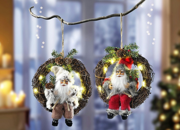 - Weihnachtsmann im Kranz, 2er-Set, in Farbe BUNT Ansicht 1