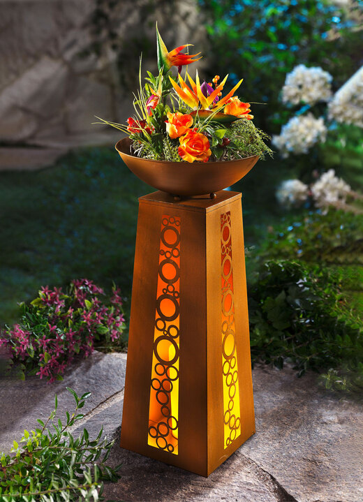 Tuinverlichting - LED decoratieve kolomringen met flikkerend effect, in Farbe BRUIN