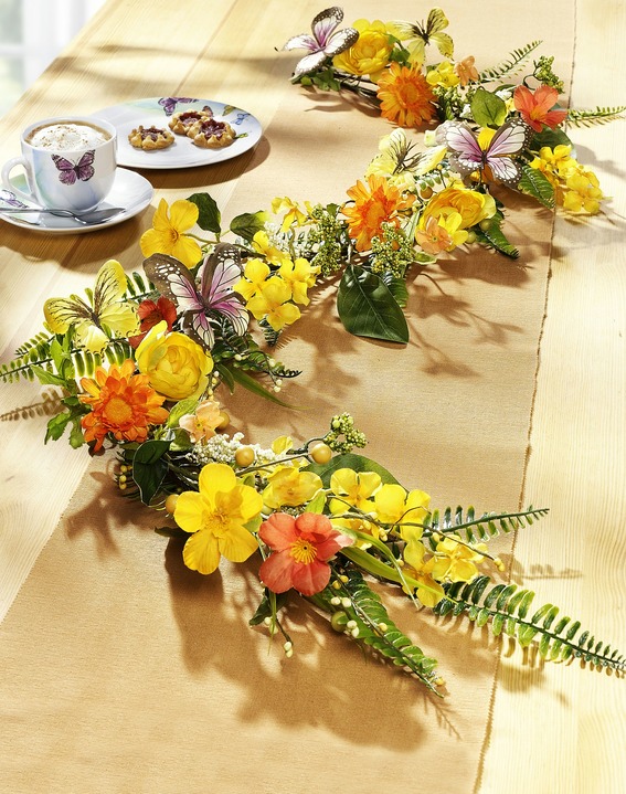Kunst- & textielplanten - Ranonkel guirlande, in Farbe GROEN