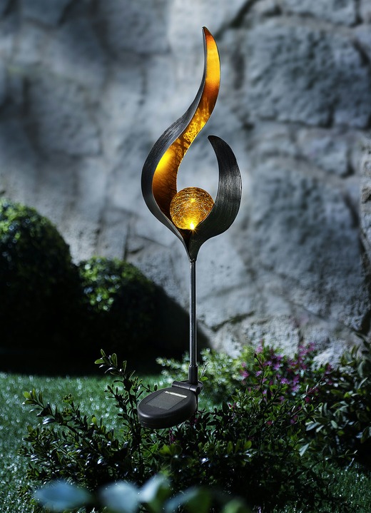 Tuinverlichting - Metalen Zonnestekker Vlam, in Farbe BRUIN