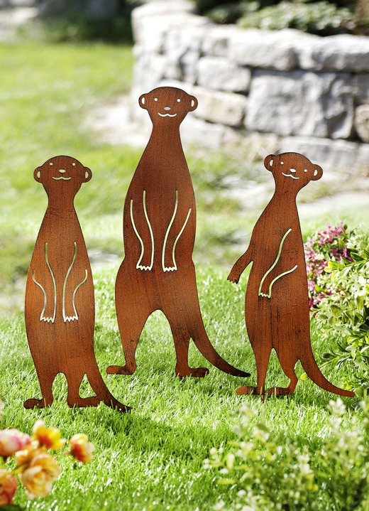 Tuin - Meerkat tuinpalen set van 3, in Farbe ROEST Ansicht 1