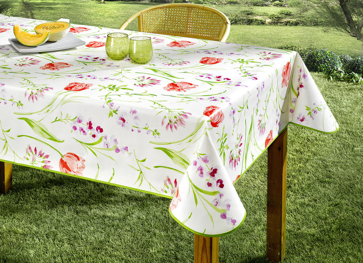 Tuin tafelkleden - Tafelkleden van tafelzeil met bijpassende schuine band, in Größe 110 (tafelkleed 110 x 140 cm) bis 220 (Tafellaken ovaal, 155 x 220 cm), in Farbe CRÈME Ansicht 1
