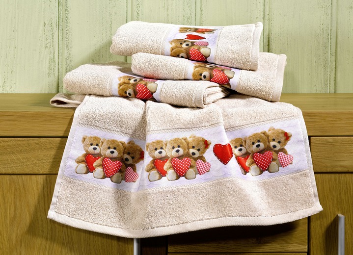 Handdoeken - Badstofserie met beertjes, in Größe 200 (1 handdoek, 50 x 100 cm) bis 205 (5-delige voordeelset), in Farbe BEIGE