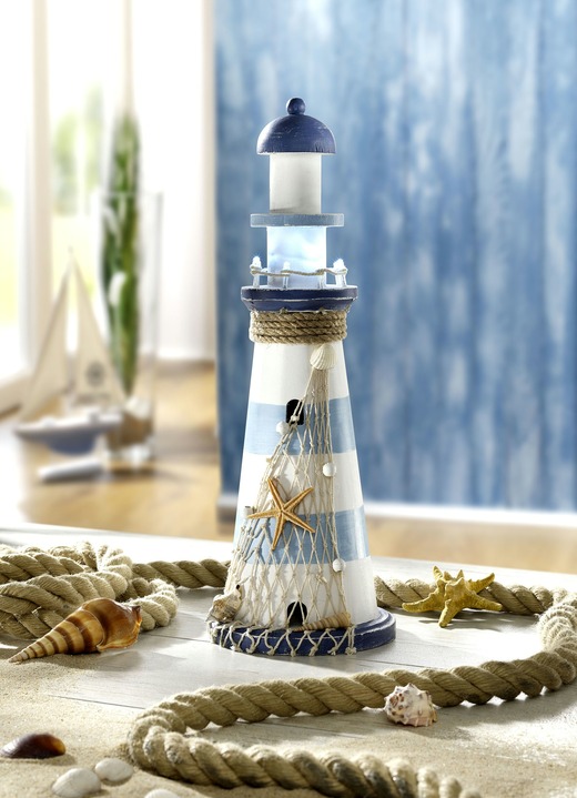 Woonaccessoires - Vuurtoren met LED-verlichting, in Farbe BLAUW-WIT