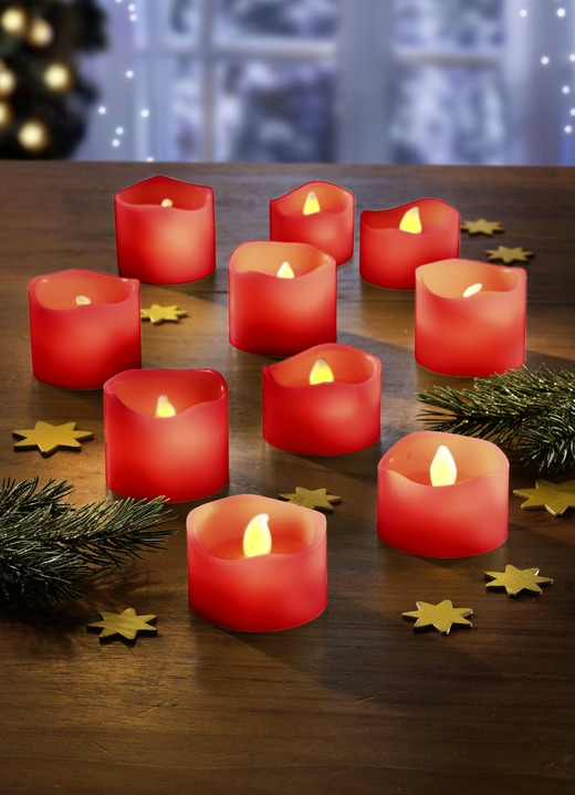 Kerstmis - LED-kaarsen, set van 10, in Farbe ROOD